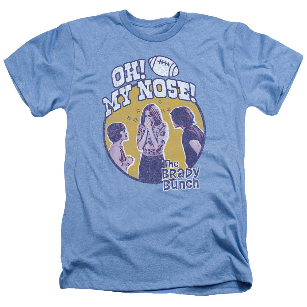 AN OFFCIALLY LICENSED BRADY BUNCH MY NOSE MEN'S HEATHER T-SHIRT LIGHT BLUE