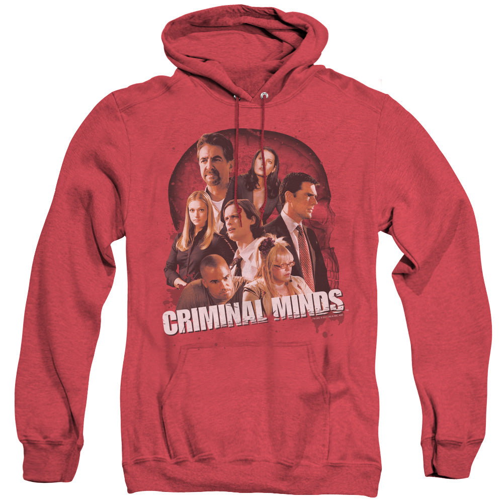 AN OFFCIALLY LICENSED CRIMINAL MINDS BRAIN TRUST ADULT UNISEX HEATHER PULLOVER HOODIE RED