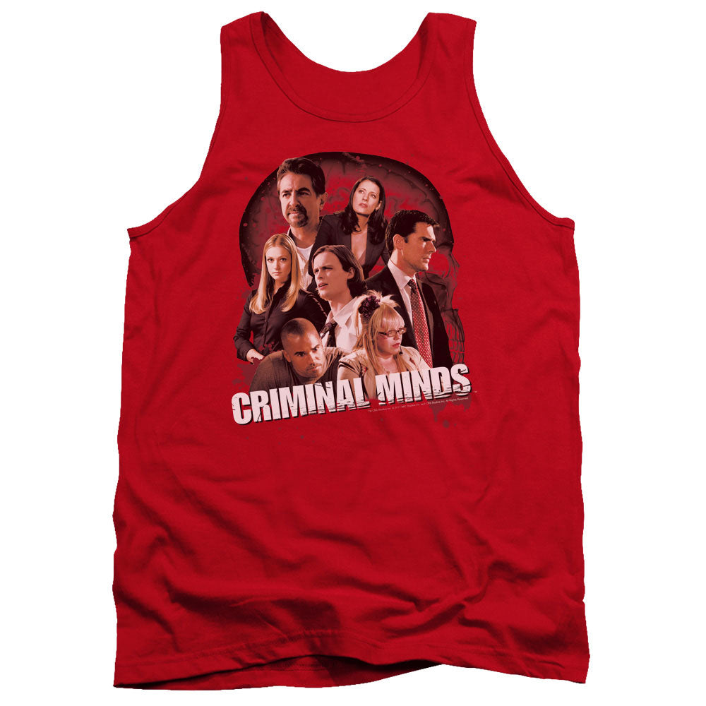 AN OFFCIALLY LICENSED CRIMINAL MINDS BRAIN TRUST ADULT UNISEX TANK TOP RED