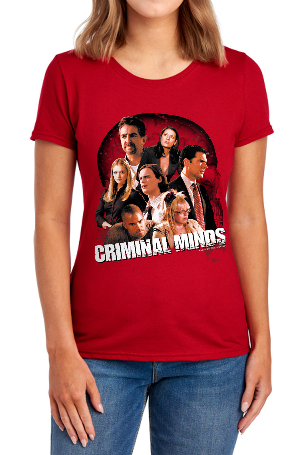 AN OFFCIALLY LICENSED CRIMINAL MINDS BRAIN TRUST WOMEN'S REGULAR FIT T-SHIRT RED