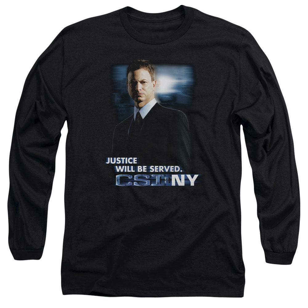 AN OFFCIALLY LICENSED CSI:NY JUSTICE SERVED MEN'S LONG SLEEVE T-SHIRT BLACK