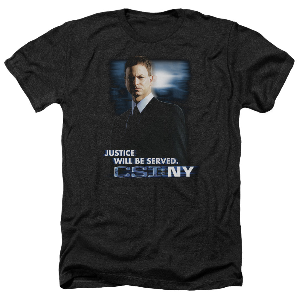AN OFFCIALLY LICENSED CSI:NY JUSTICE SERVED MEN'S HEATHER T-SHIRT CHARCOAL