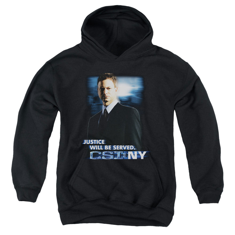 AN OFFCIALLY LICENSED CSI:NY JUSTICE SERVED YOUTH HOODIE BLACK