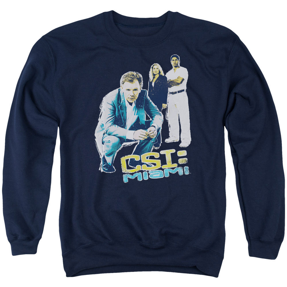 AN OFFCIALLY LICENSED CSI:MIAMI IN PERSPECTIVE ADULT UNISEX CREWNECK SWEATSHIRT NAVY