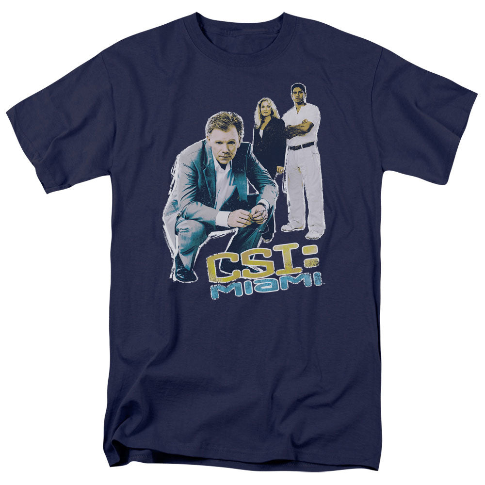 AN OFFCIALLY LICENSED CSI:MIAMI IN PERSPECTIVE MEN'S REGULAR FIT T-SHIRT NAVY