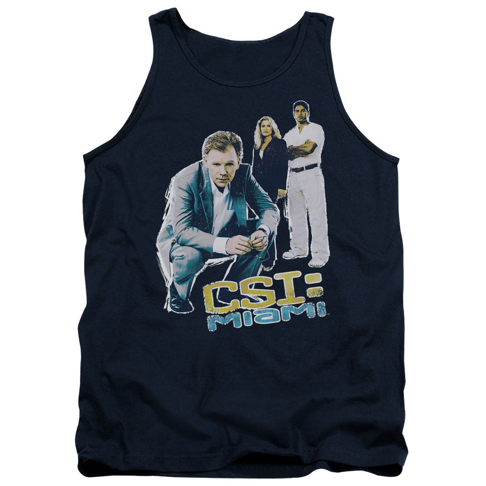 AN OFFCIALLY LICENSED CSI:MIAMI IN PERSPECTIVE ADULT UNISEX TANK TOP NAVY