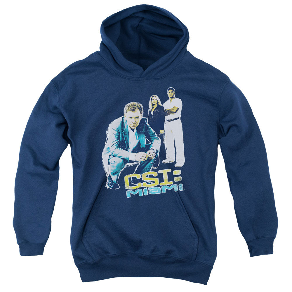 AN OFFCIALLY LICENSED CSI:MIAMI IN PERSPECTIVE YOUTH HOODIE NAVY