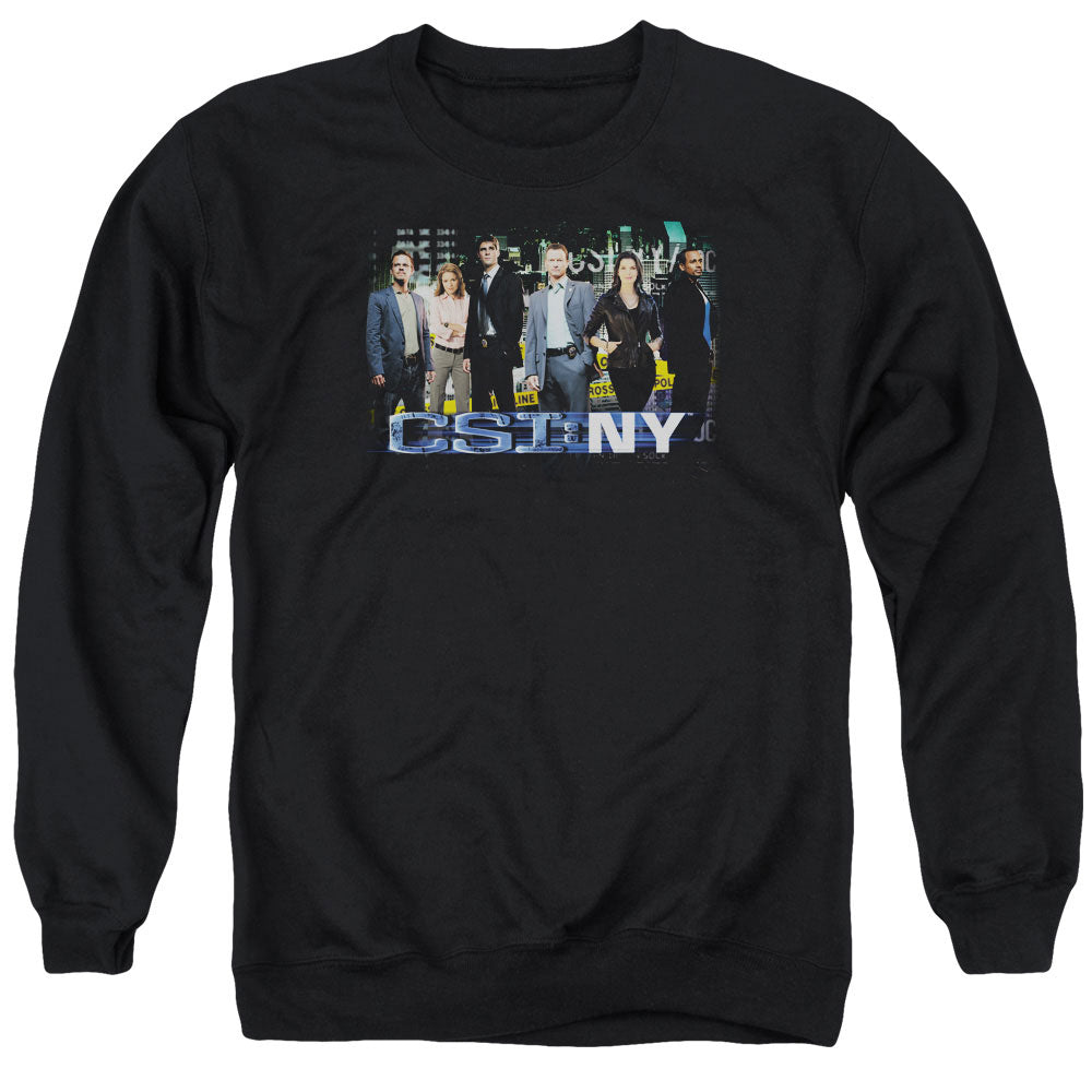 AN OFFCIALLY LICENSED CSI NY CAST ADULT UNISEX CREWNECK SWEATSHIRT BLACK