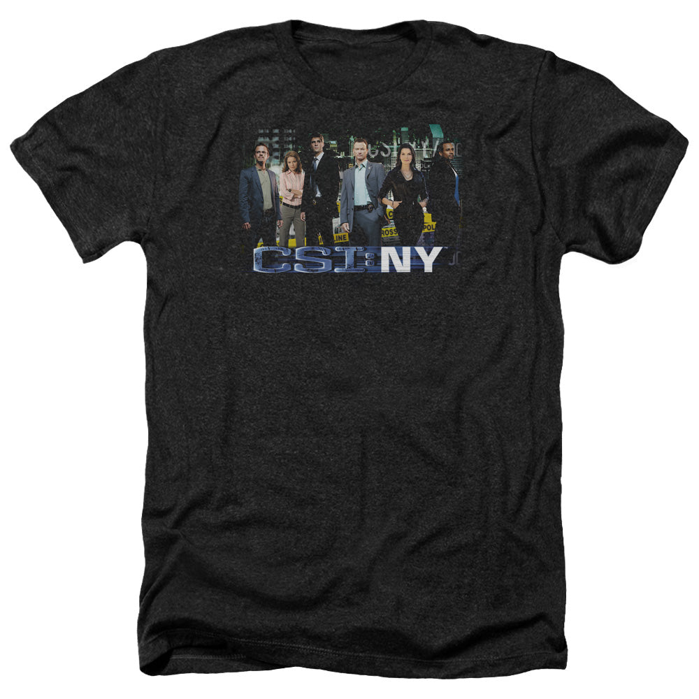 AN OFFCIALLY LICENSED CSI NY CAST MEN'S HEATHER T-SHIRT CHARCOAL