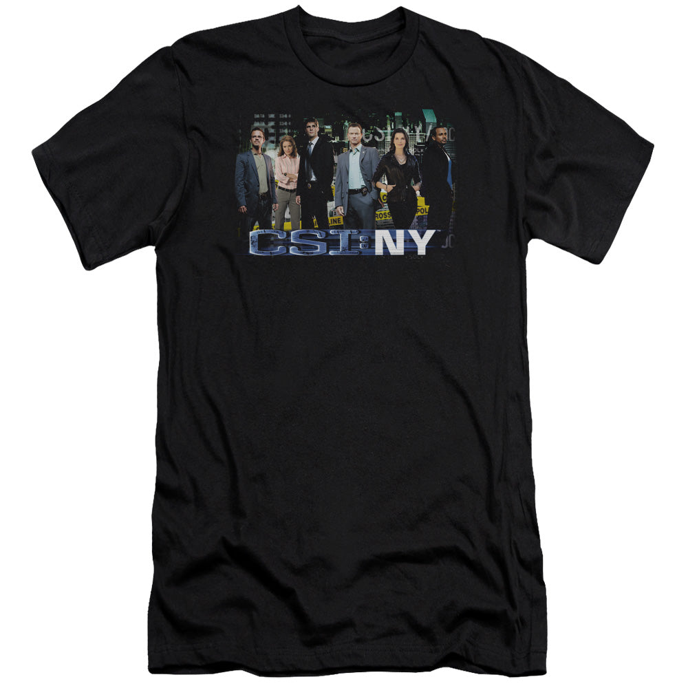 AN OFFCIALLY LICENSED CSI NY CAST MEN'S PREMIUM SLIM FIT T-SHIRT BLACK