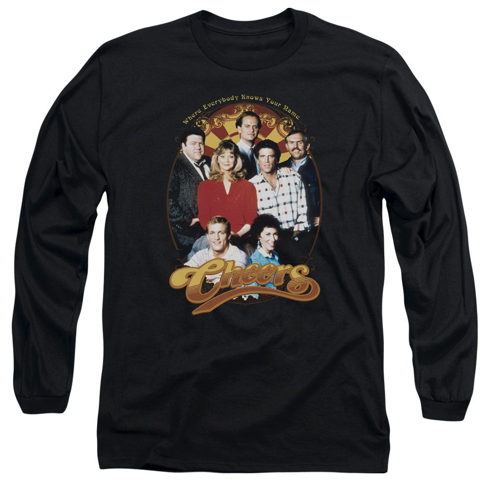 AN OFFCIALLY LICENSED CHEERS GROUP SHOT MEN'S LONG SLEEVE T-SHIRT BLACK