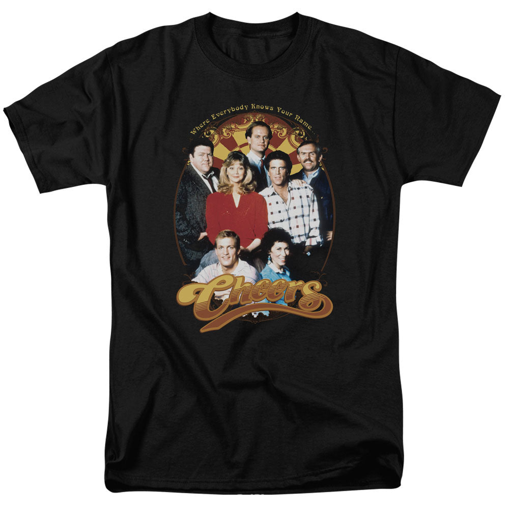 AN OFFCIALLY LICENSED CHEERS GROUP SHOT MEN'S REGULAR FIT T-SHIRT BLACK