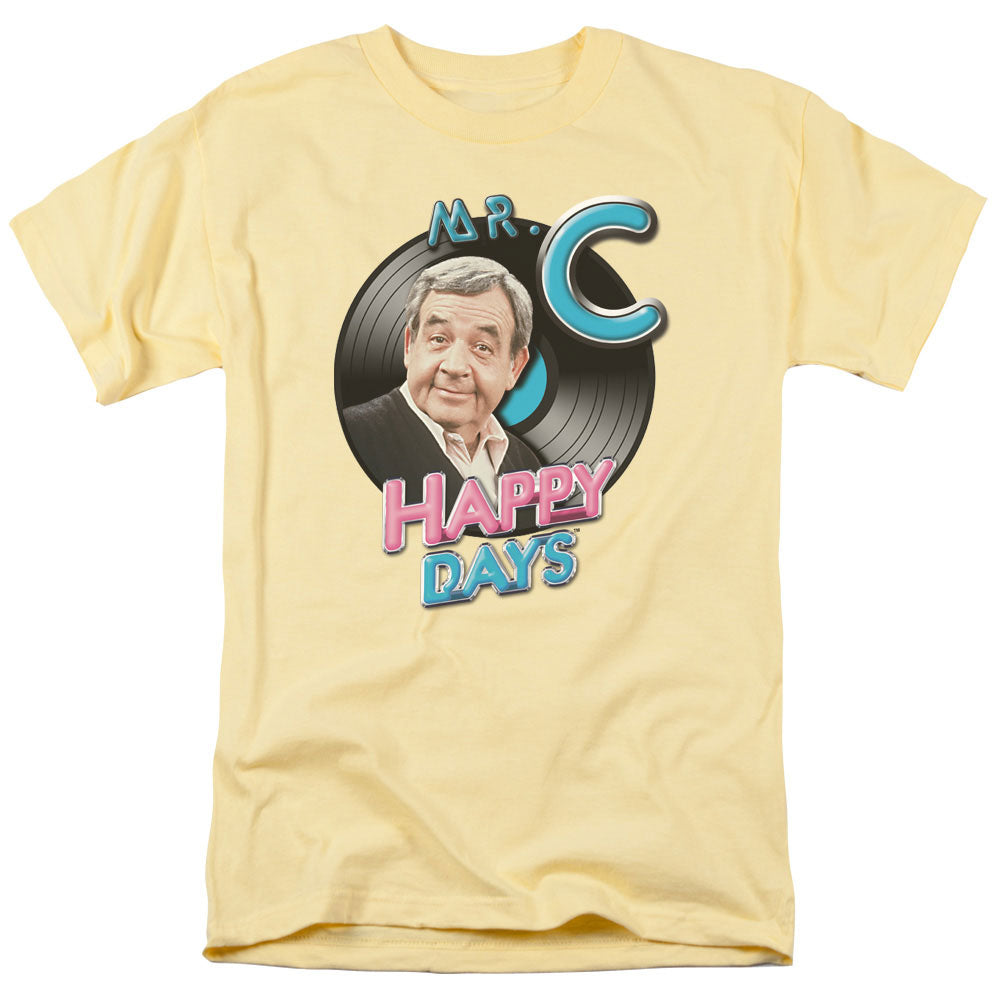 AN OFFCIALLY LICENSED HAPPY DAYS MR. C MEN'S REGULAR FIT T-SHIRT BANANA