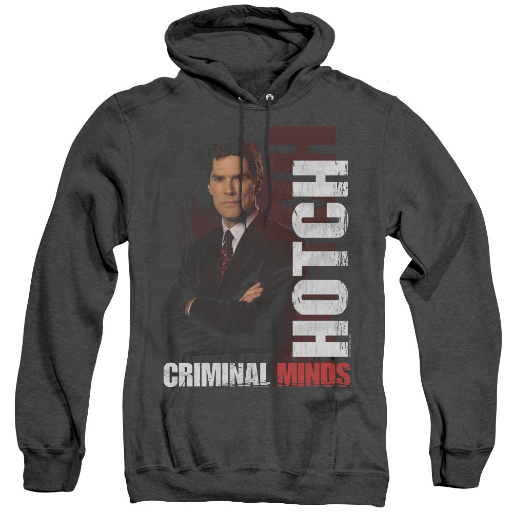 AN OFFCIALLY LICENSED CRIMINAL MINDS HOTCH ADULT UNISEX HEATHER PULLOVER HOODIE BLACK