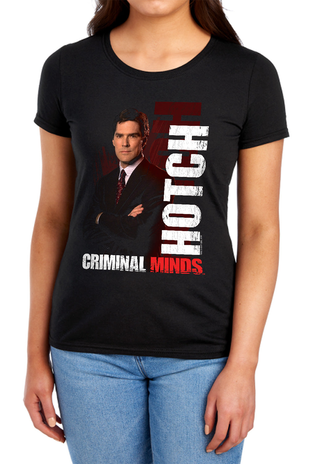 AN OFFCIALLY LICENSED CRIMINAL MINDS HOTCH WOMEN'S REGULAR FIT T-SHIRT BLACK