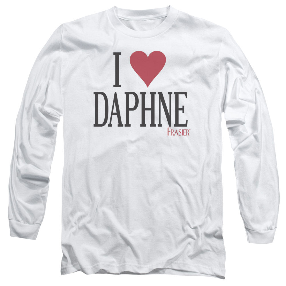AN OFFCIALLY LICENSED FRASIER I HEART DAPHNE MEN'S LONG SLEEVE T-SHIRT WHITE
