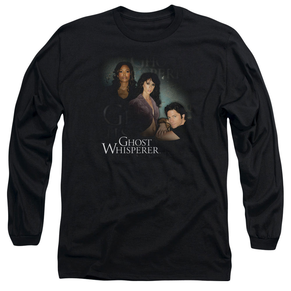 AN OFFCIALLY LICENSED GHOST WHISPERER DIAGONAL CAST MEN'S LONG SLEEVE T-SHIRT BLACK
