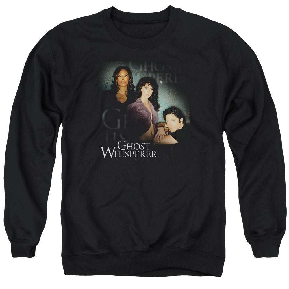 AN OFFCIALLY LICENSED GHOST WHISPERER DIAGONAL CAST ADULT UNISEX CREWNECK SWEATSHIRT BLACK