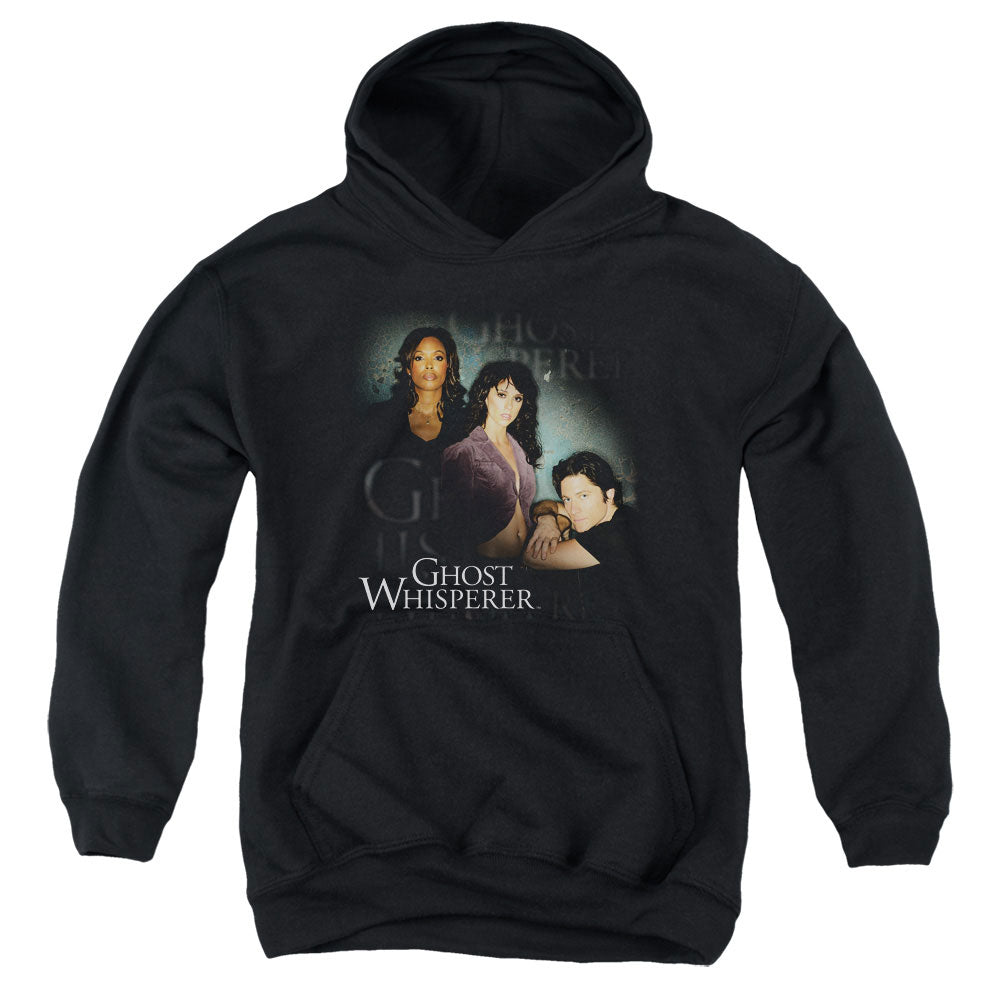 AN OFFCIALLY LICENSED GHOST WHISPERER DIAGONAL CAST YOUTH HOODIE BLACK