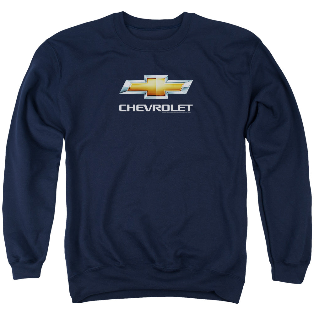 AN OFFCIALLY LICENSED CHEVROLETS CHEVY BOWTIE STACKED ADULT UNISEX CREWNECK SWEATSHIRT NAVY