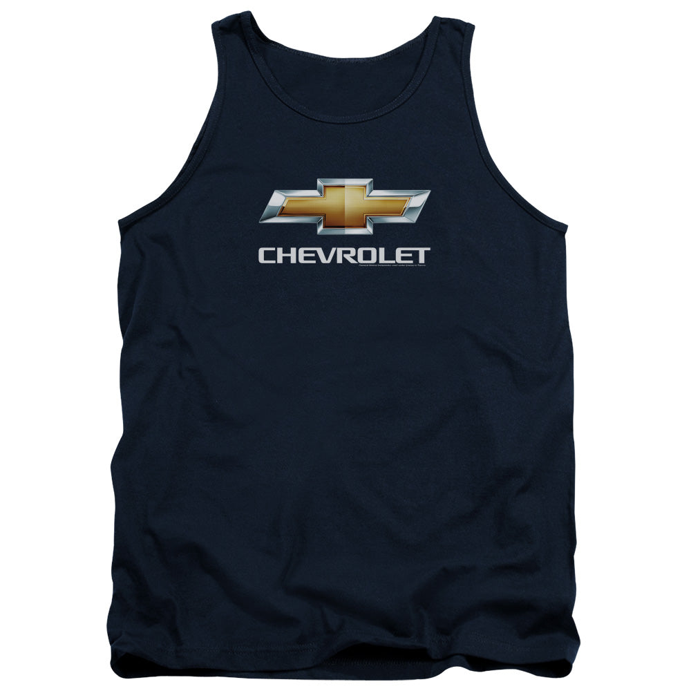 AN OFFCIALLY LICENSED CHEVROLETS CHEVY BOWTIE STACKED ADULT UNISEX TANK TOP NAVY