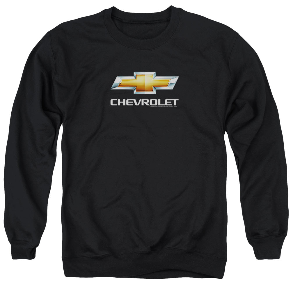 AN OFFCIALLY LICENSED CHEVROLETS CHEVY BOWTIE STACKED ADULT UNISEX CREWNECK SWEATSHIRT BLACK
