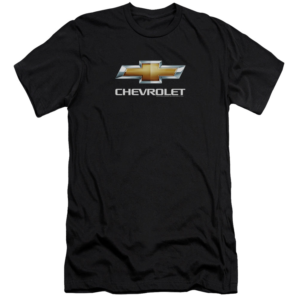 AN OFFCIALLY LICENSED CHEVROLETS CHEVY BOWTIE STACKED MEN'S PREMIUM SLIM FIT T-SHIRT BLACK