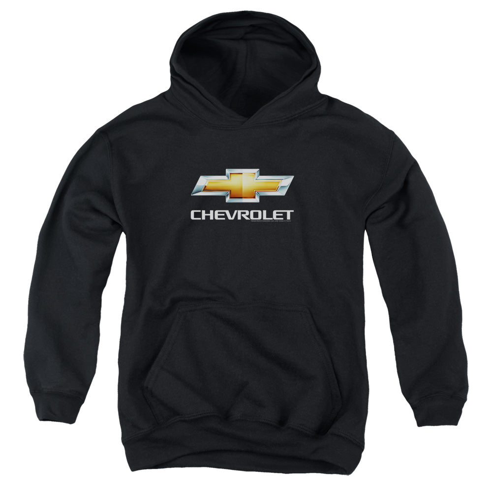 AN OFFCIALLY LICENSED CHEVROLETS CHEVY BOWTIE STACKED YOUTH HOODIE BLACK