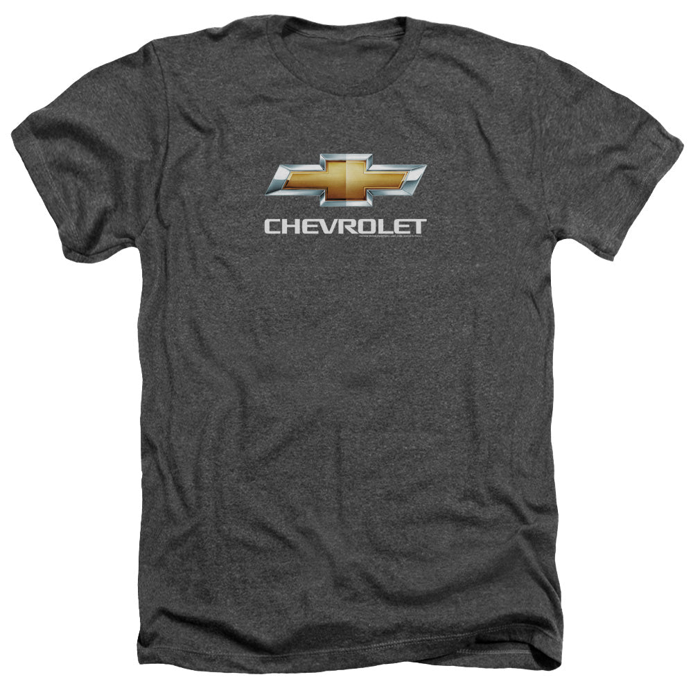 AN OFFCIALLY LICENSED CHEVROLETS CHEVY BOWTIE STACKED MEN'S HEATHER T-SHIRT CHARCOAL