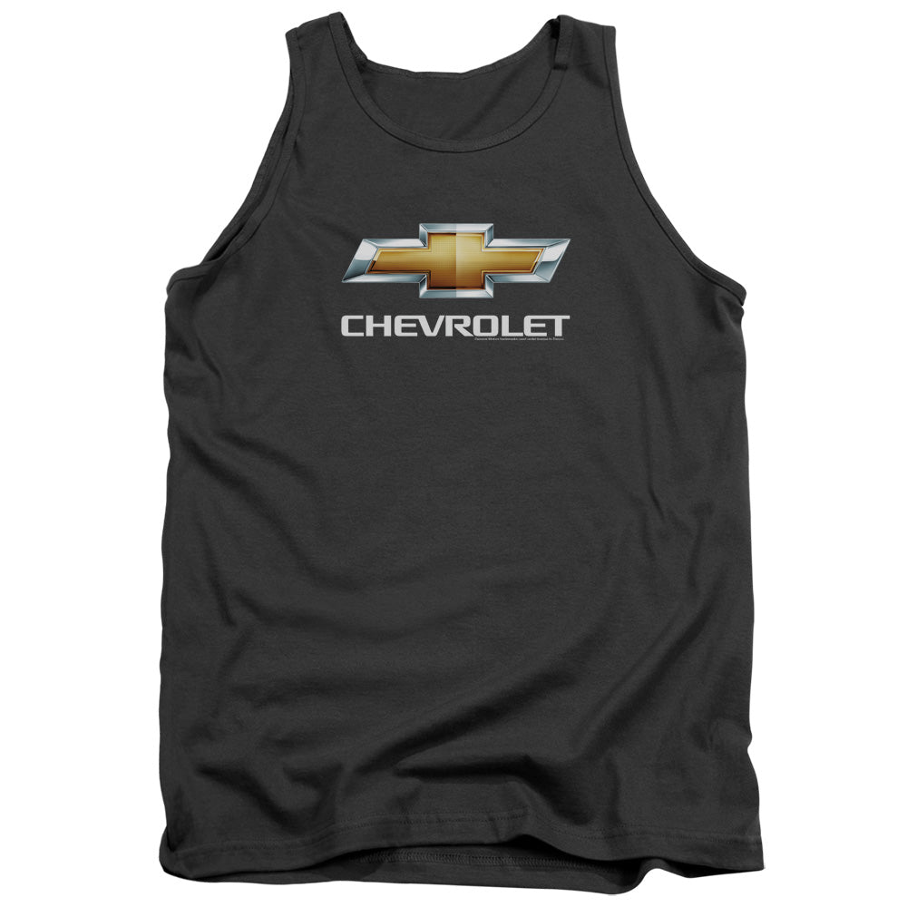 AN OFFCIALLY LICENSED CHEVROLETS CHEVY BOWTIE STACKED ADULT UNISEX TANK TOP CHARCOAL