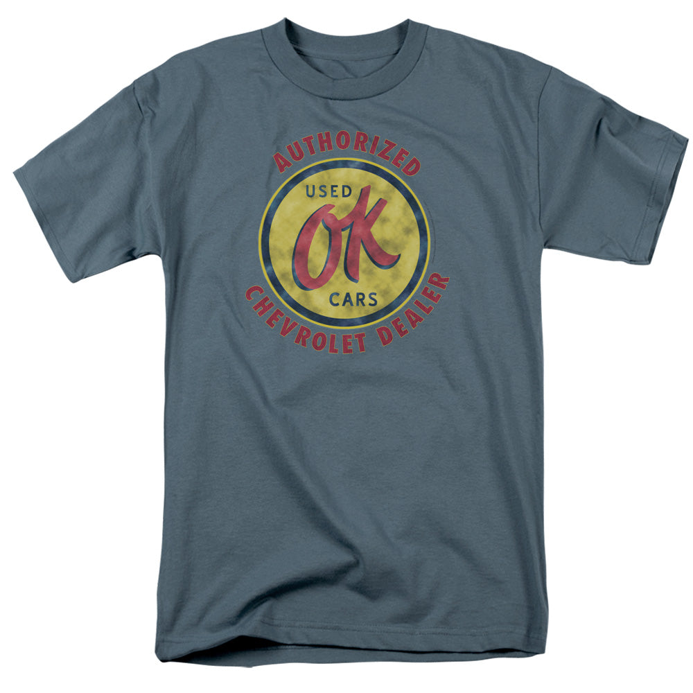 AN OFFCIALLY LICENSED CHEVROLET CHEVY OK USED CARS MEN'S REGULAR FIT T-SHIRT SLATE