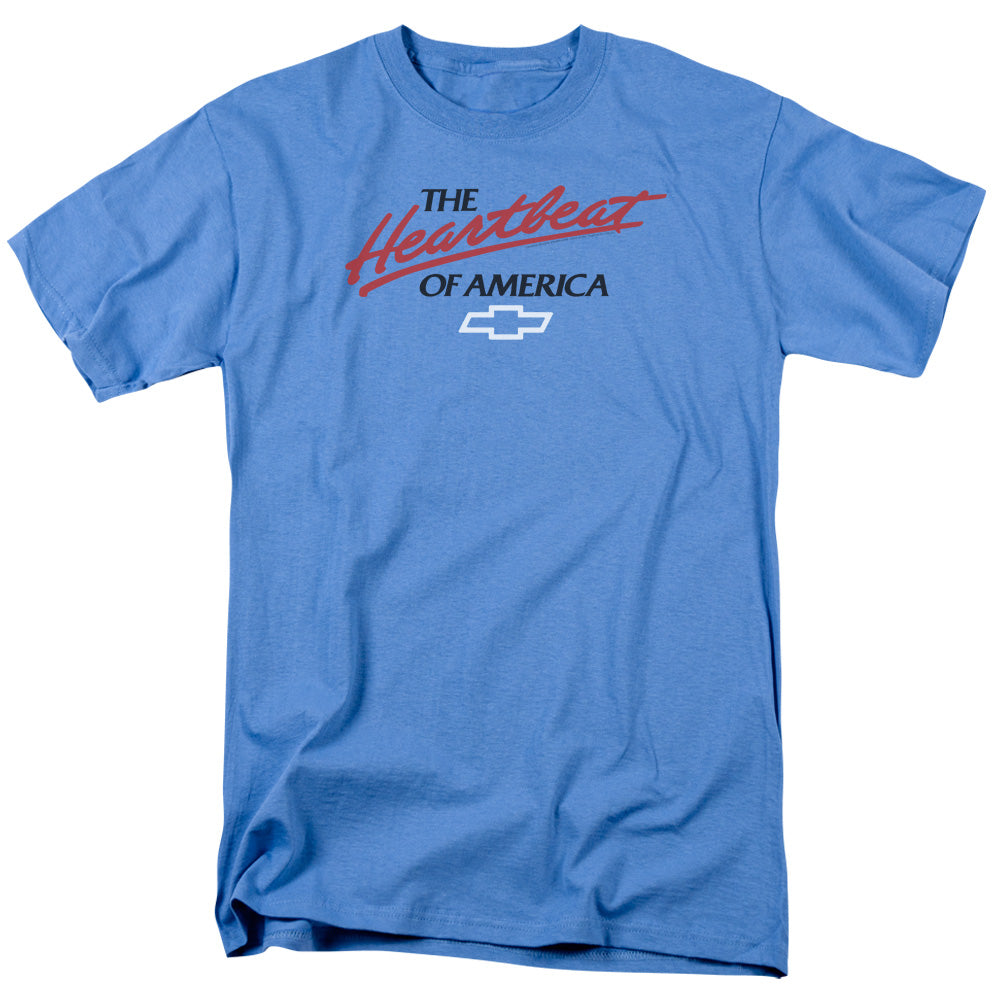 AN OFFCIALLY LICENSED CHEVROLET HEARTBEAT OF AMERICA MEN'S REGULAR FIT T-SHIRT CAROLINA BLUE