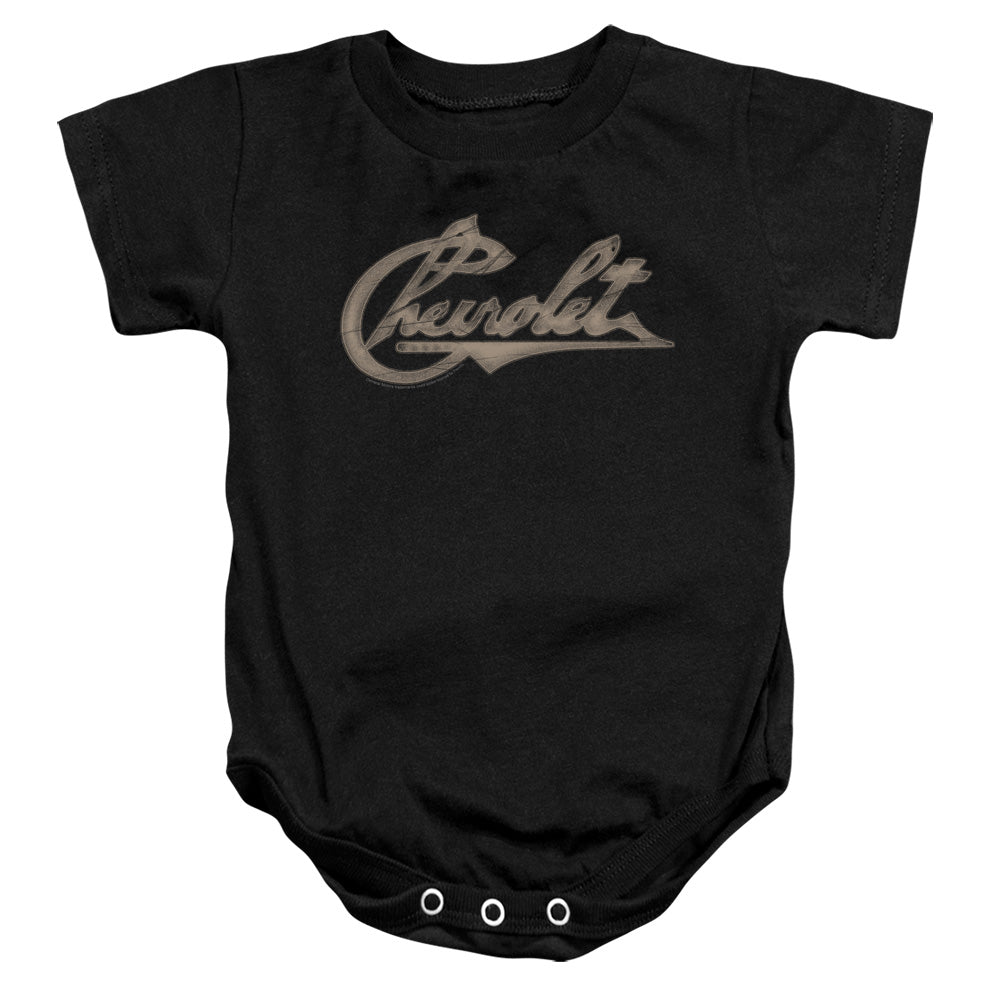 AN OFFCIALLY LICENSED CHEVROLET CHEVY SCRIPT BABY BODYSUIT BLACK