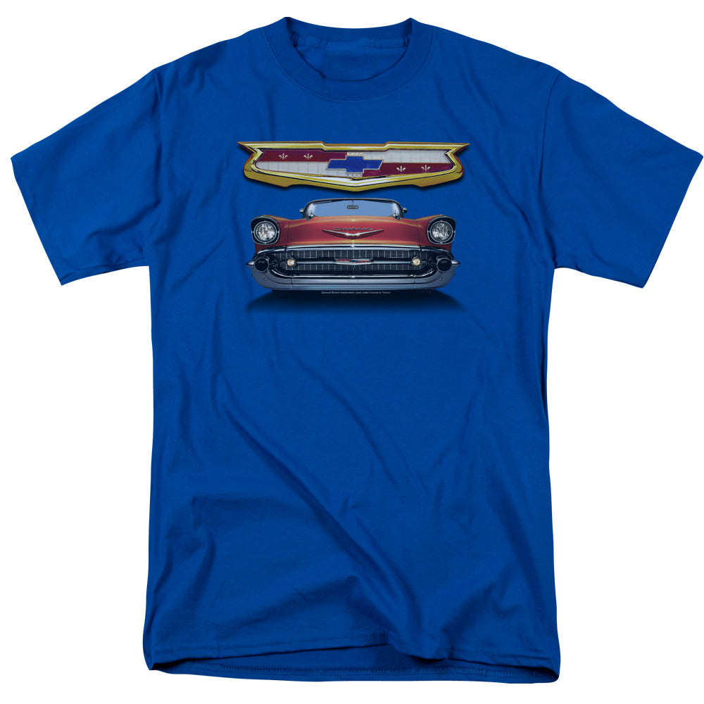 AN OFFCIALLY LICENSED CHEVROLET 1957 BEL AIR GRILLE MEN'S REGULAR FIT T-SHIRT ROYAL