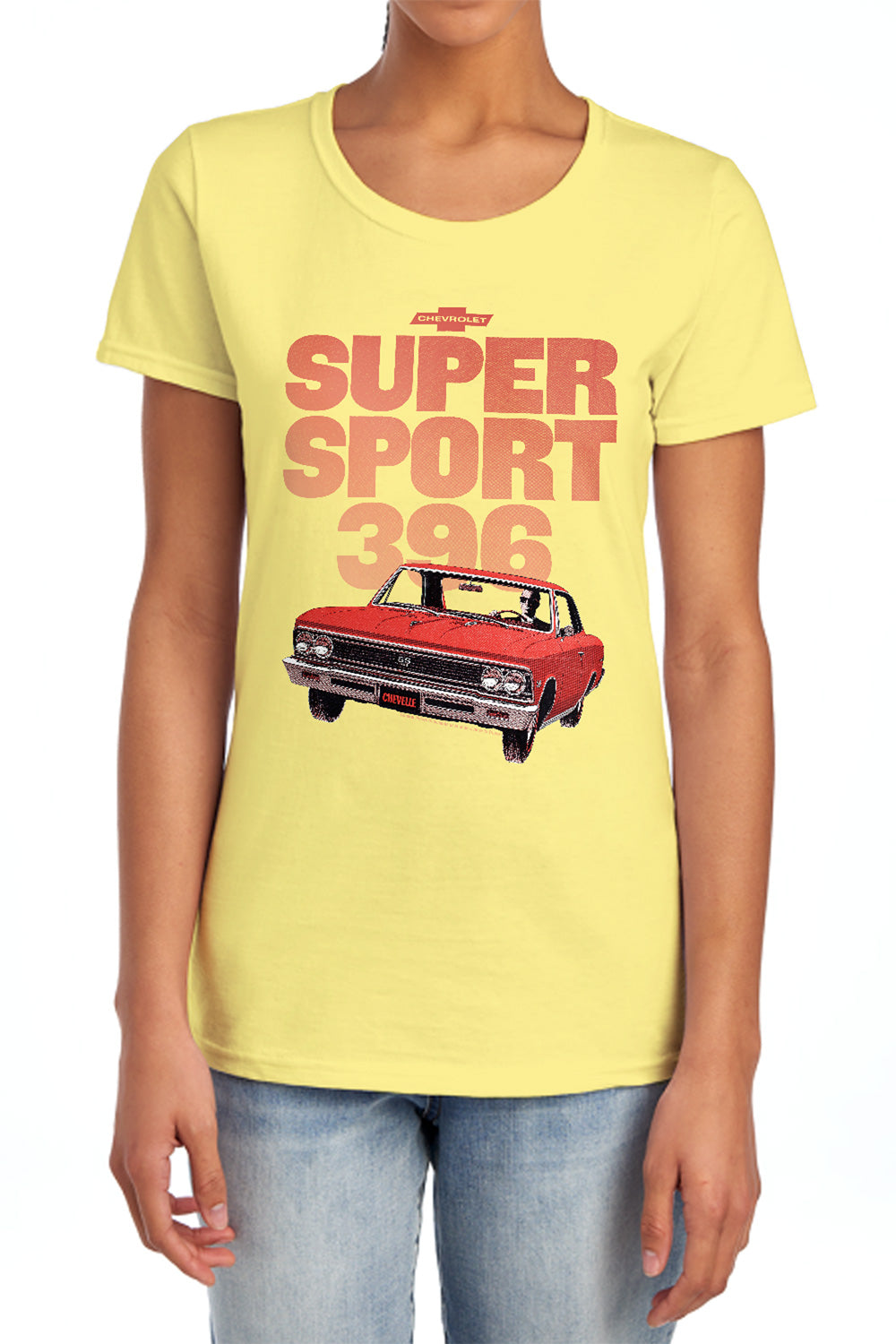 AN OFFCIALLY LICENSED CHEVROLET SUPER SPORT 396 WOMEN'S REGULAR FIT T-SHIRT BANANA