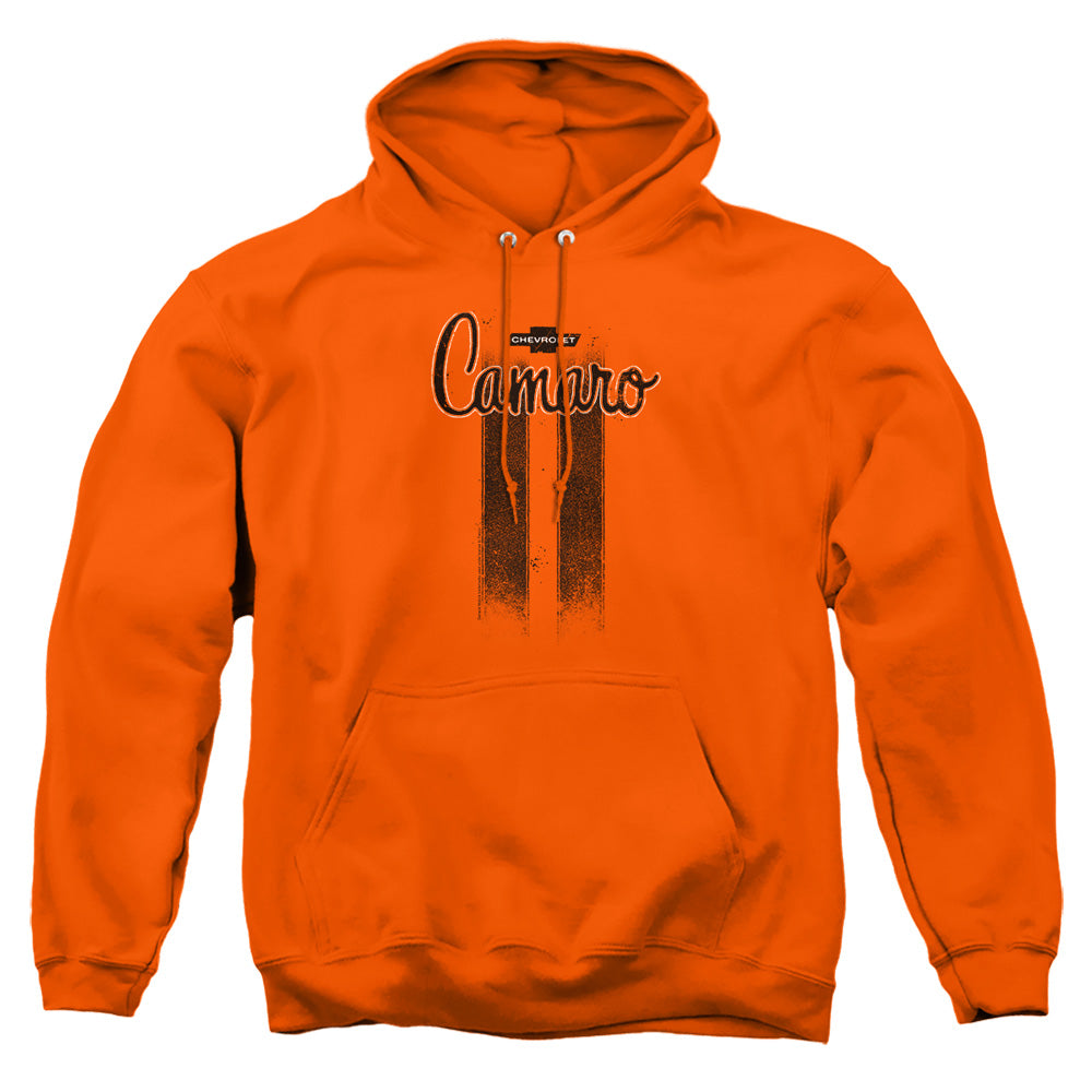AN OFFCIALLY LICENSED CHEVROLET CAMARO STRIPES ADULT UNISEX PULLOVER HOODIE ORANGE