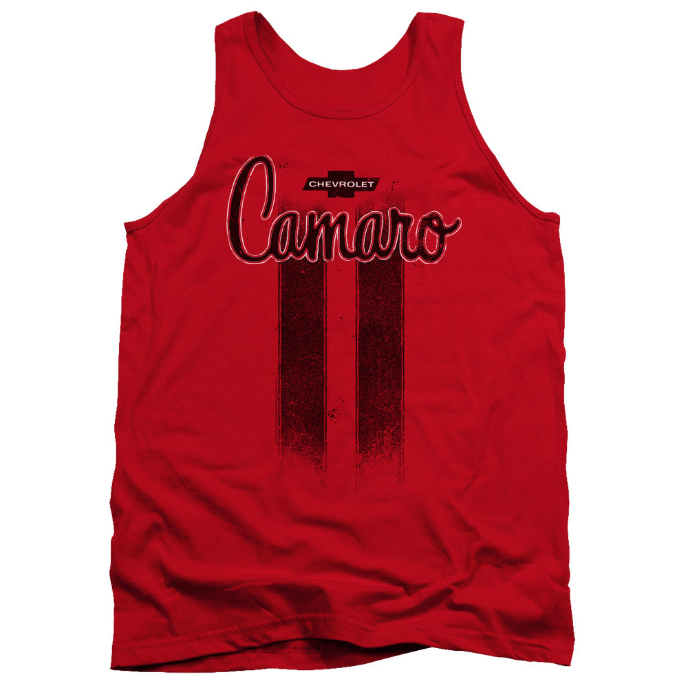 AN OFFCIALLY LICENSED CHEVROLET CAMARO STRIPES ADULT UNISEX TANK TOP RED