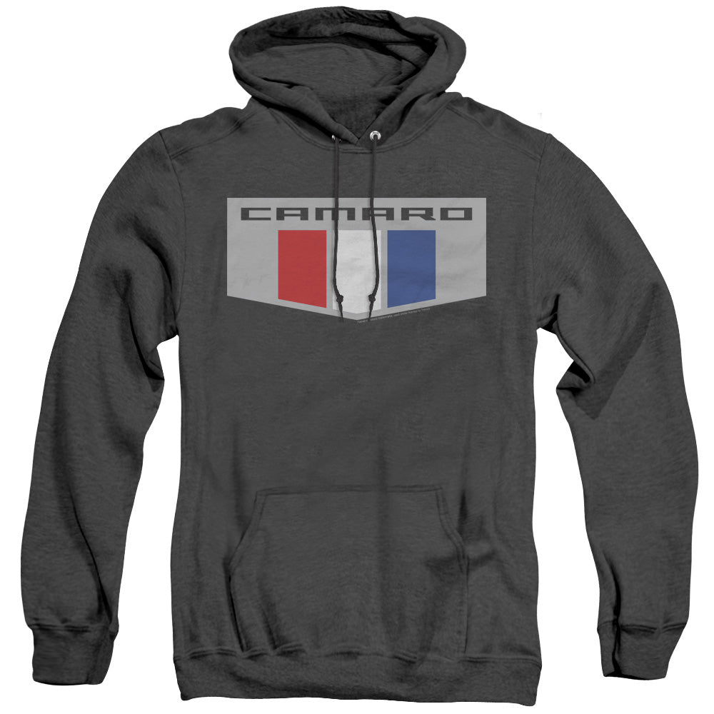 AN OFFCIALLY LICENSED CHEVROLET CHROME EMBLEM ADULT UNISEX HEATHER PULLOVER HOODIE BLACK