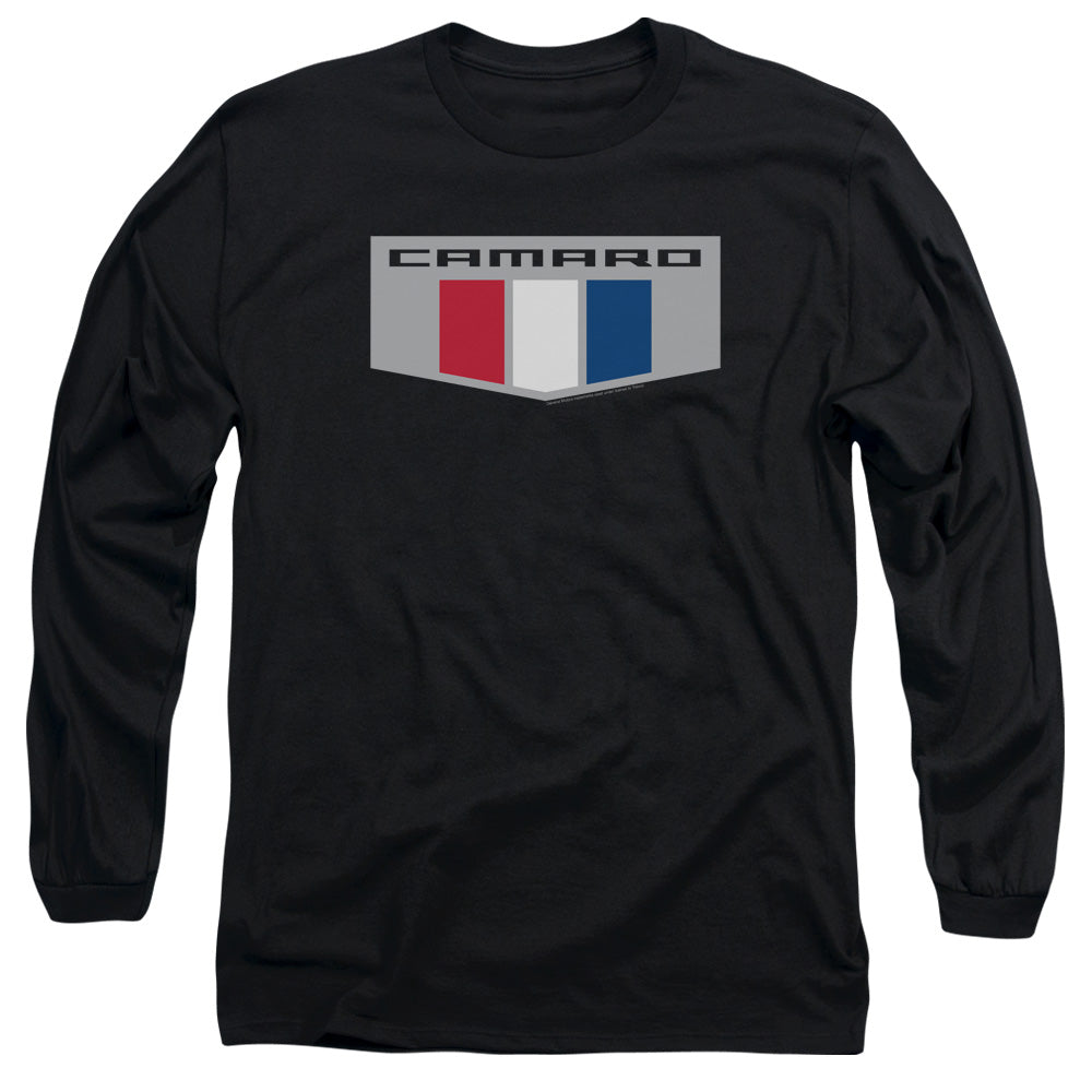 AN OFFCIALLY LICENSED CHEVROLET CHROME EMBLEM MEN'S LONG SLEEVE T-SHIRT BLACK
