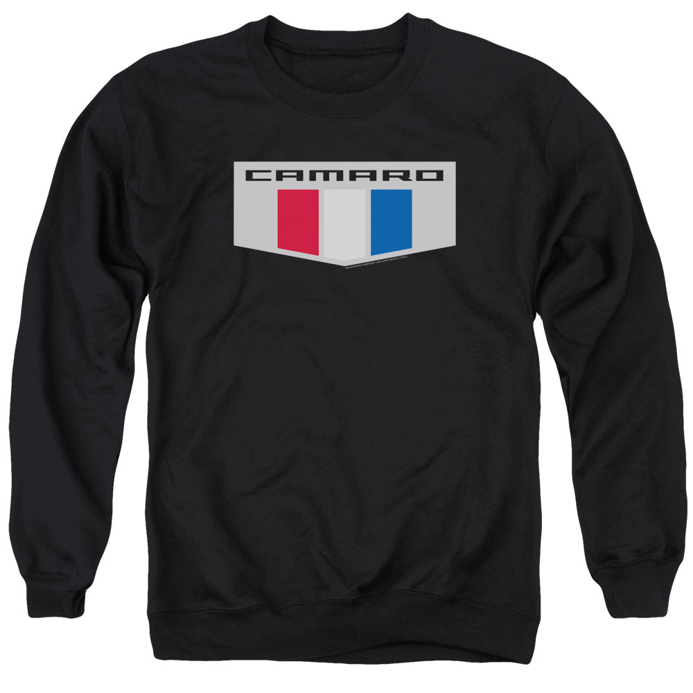 AN OFFCIALLY LICENSED CHEVROLET CHROME EMBLEM ADULT UNISEX CREWNECK SWEATSHIRT BLACK