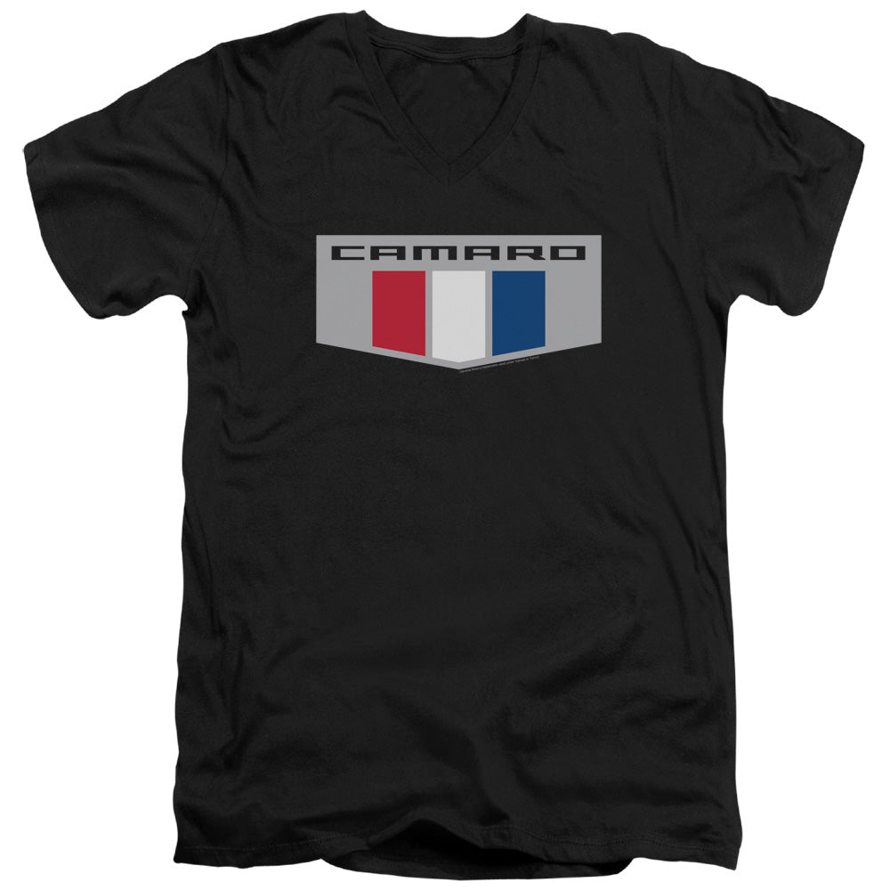 AN OFFCIALLY LICENSED CHEVROLET CHROME EMBLEM MEN'S V-NECK T-SHIRT BLACK