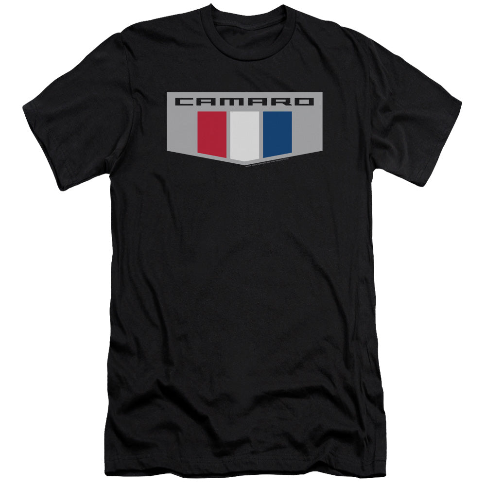 AN OFFCIALLY LICENSED CHEVROLET CHROME EMBLEM MEN'S PREMIUM SLIM FIT T-SHIRT BLACK