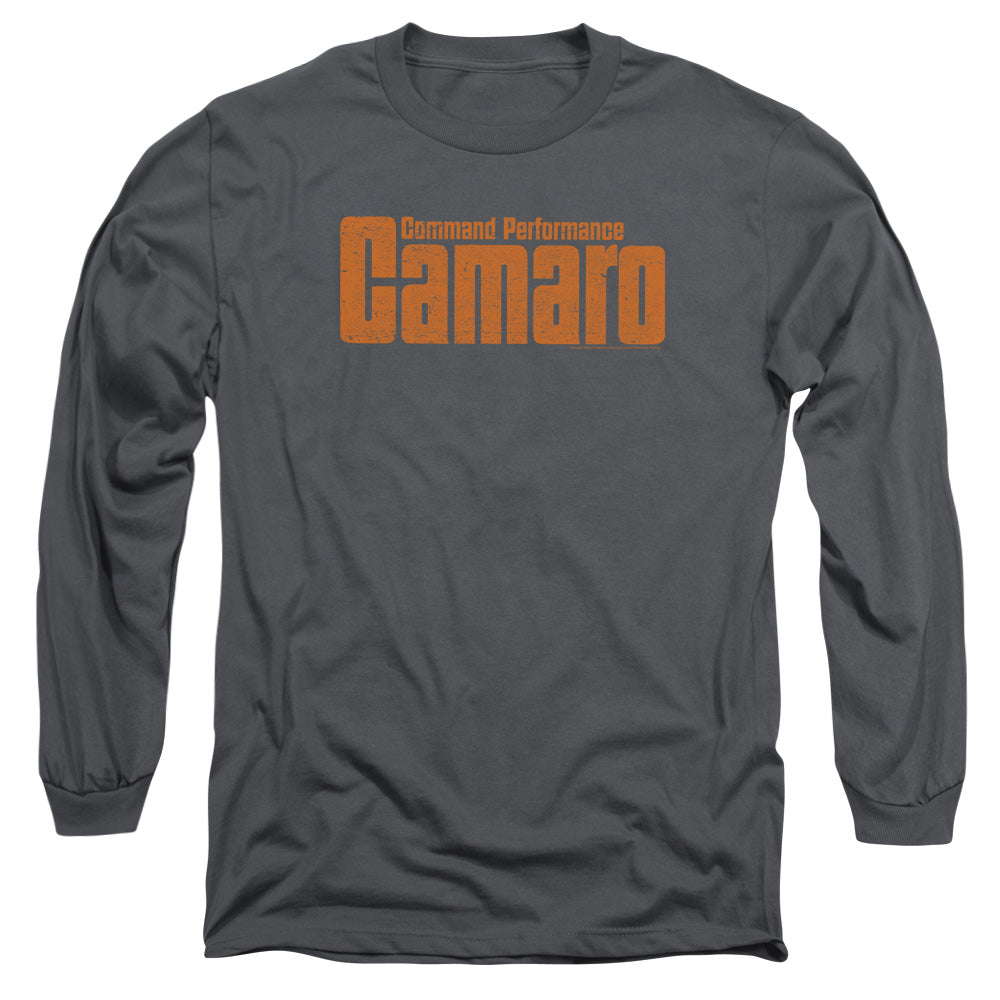 AN OFFCIALLY LICENSED CHEVROLET COMMAND PERFORMANCE MEN'S LONG SLEEVE T-SHIRT CHARCOAL