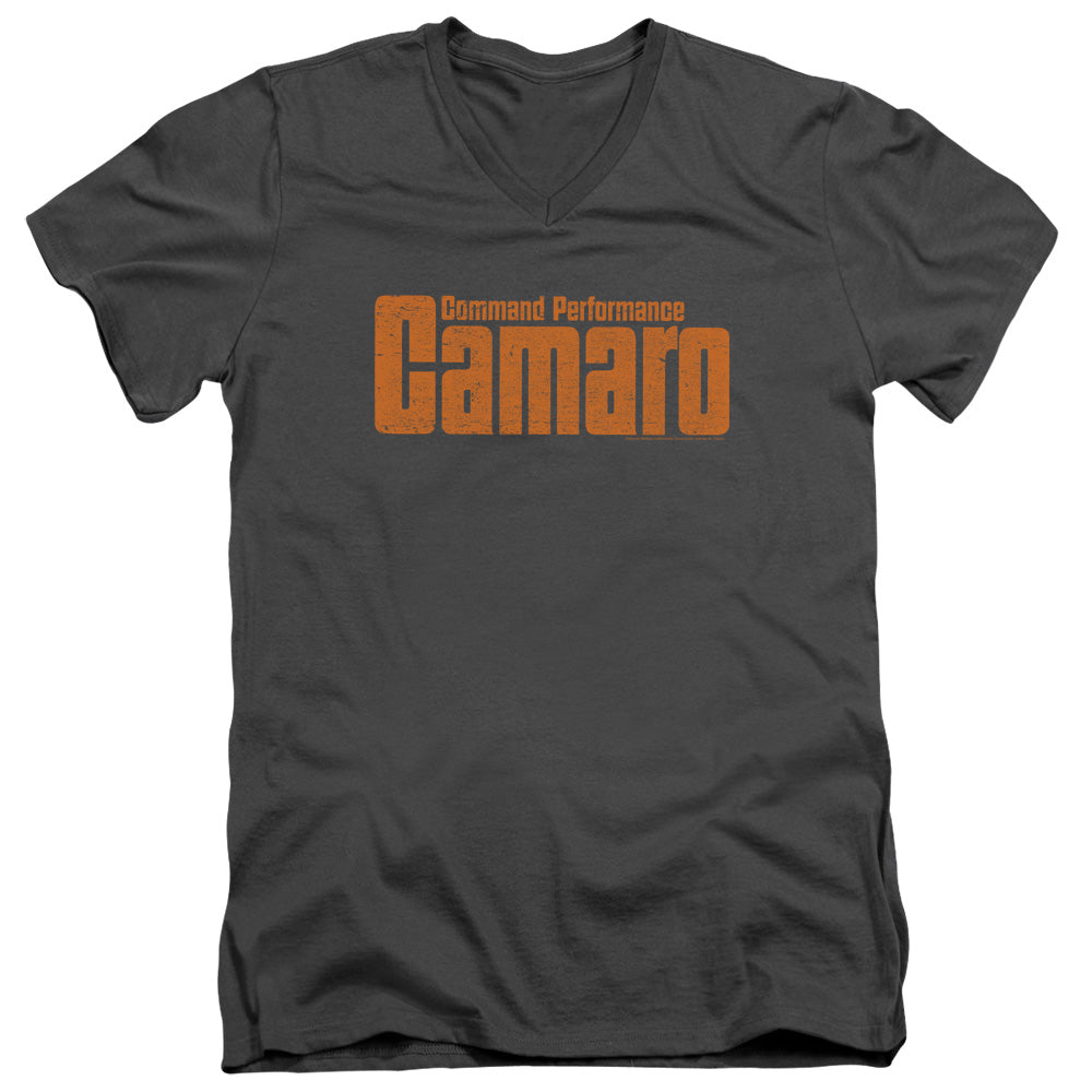 AN OFFCIALLY LICENSED CHEVROLET COMMAND PERFORMANCE MEN'S V-NECK T-SHIRT CHARCOAL