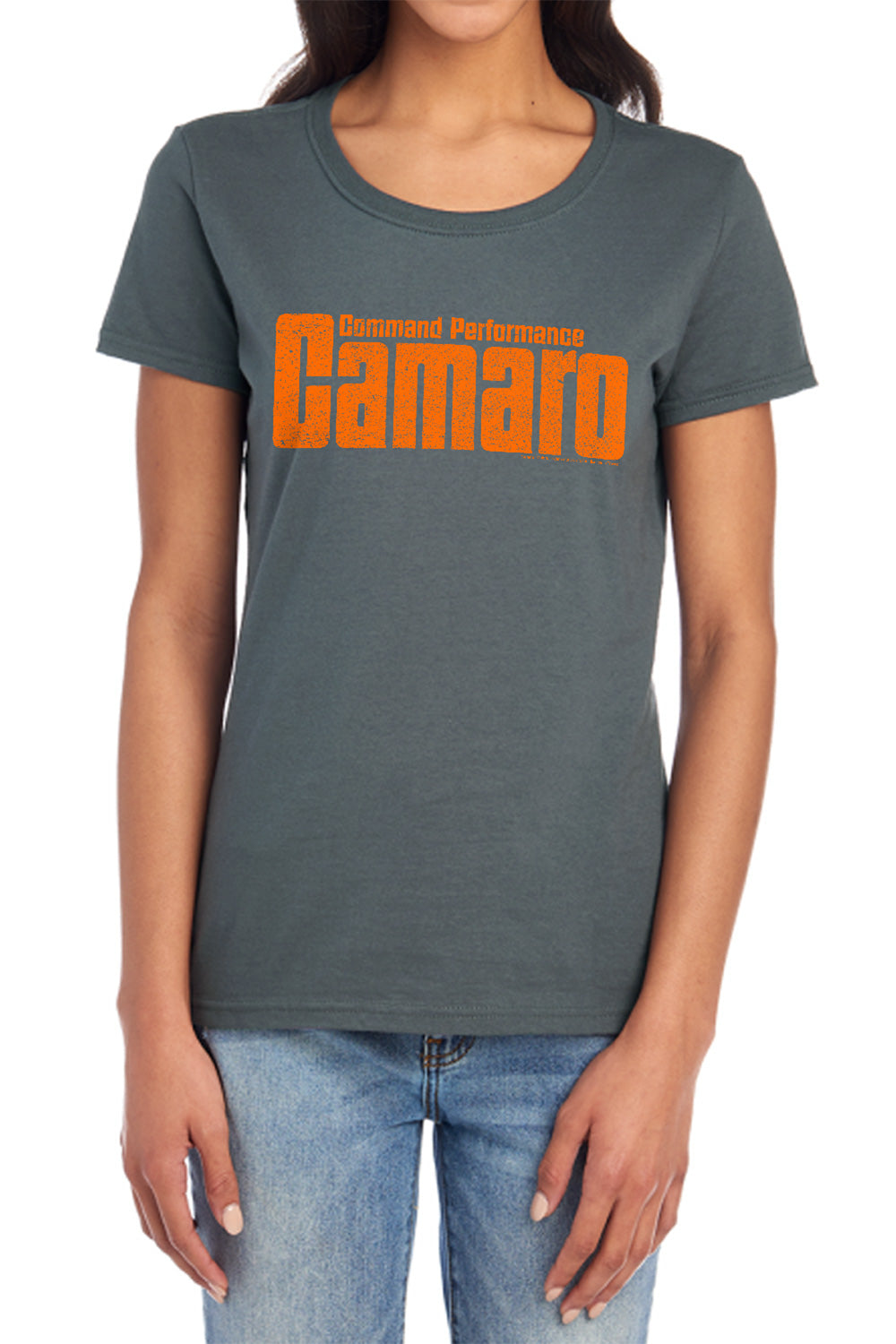 AN OFFCIALLY LICENSED CHEVROLET COMMAND PERFORMANCE WOMEN'S REGULAR FIT T-SHIRT CHARCOAL