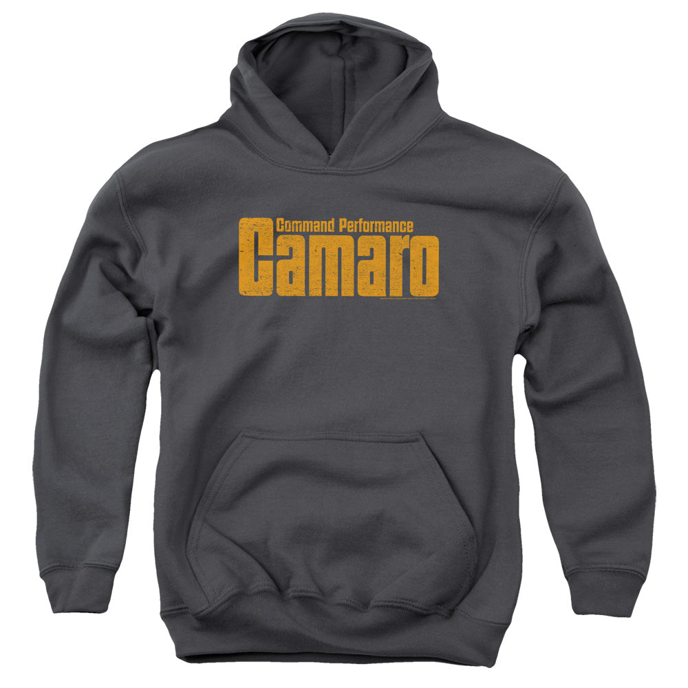 AN OFFCIALLY LICENSED CHEVROLET COMMAND PERFORMANCE YOUTH HOODIE CHARCOAL