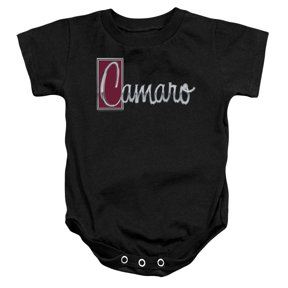 AN OFFCIALLY LICENSED CHEVROLET CHROME SCRIPT BABY BODYSUIT BLACK