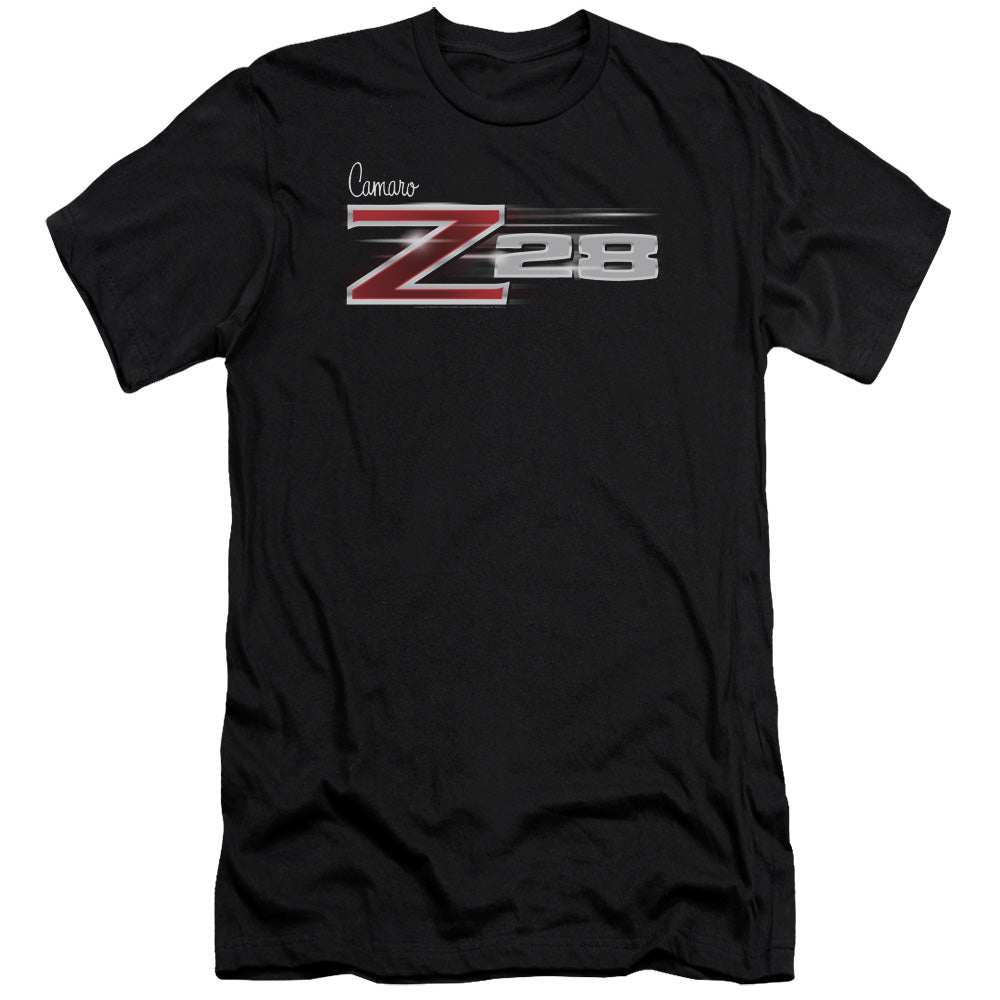AN OFFCIALLY LICENSED CHEVROLET Z28 LOGO MEN'S PREMIUM SLIM FIT T-SHIRT BLACK