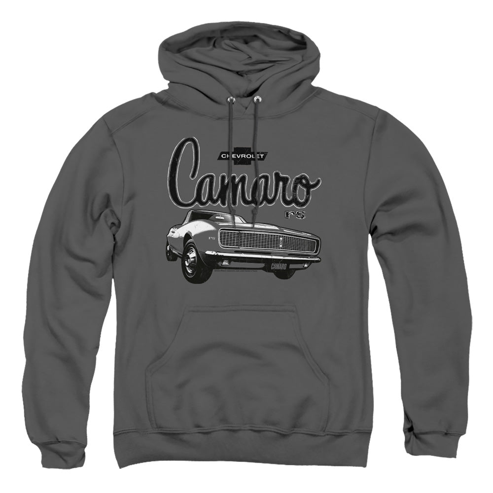 AN OFFCIALLY LICENSED CHEVROLET SCRIPT CAR ADULT UNISEX PULLOVER HOODIE CHARCOAL