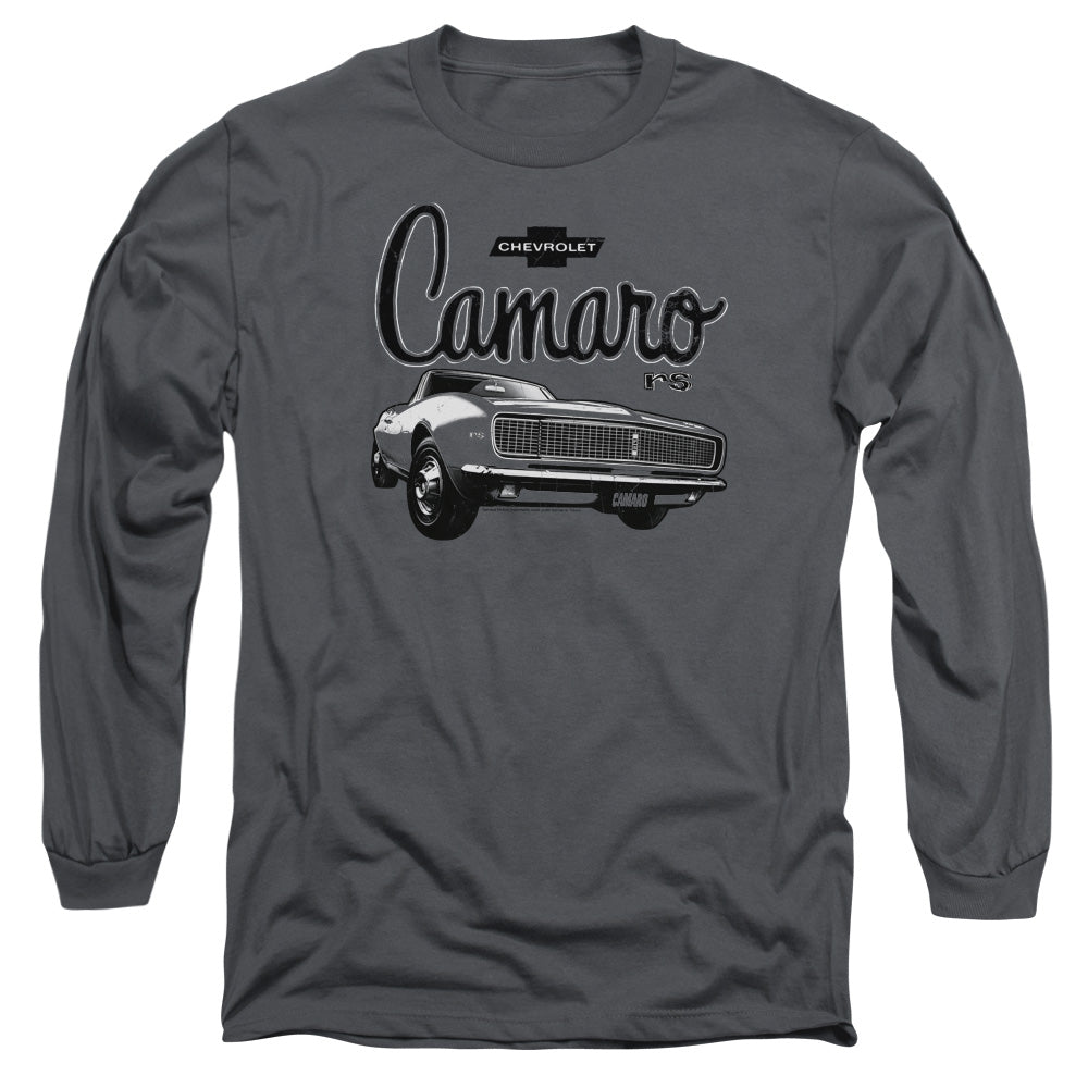 AN OFFCIALLY LICENSED CHEVROLET SCRIPT CAR MEN'S LONG SLEEVE T-SHIRT CHARCOAL